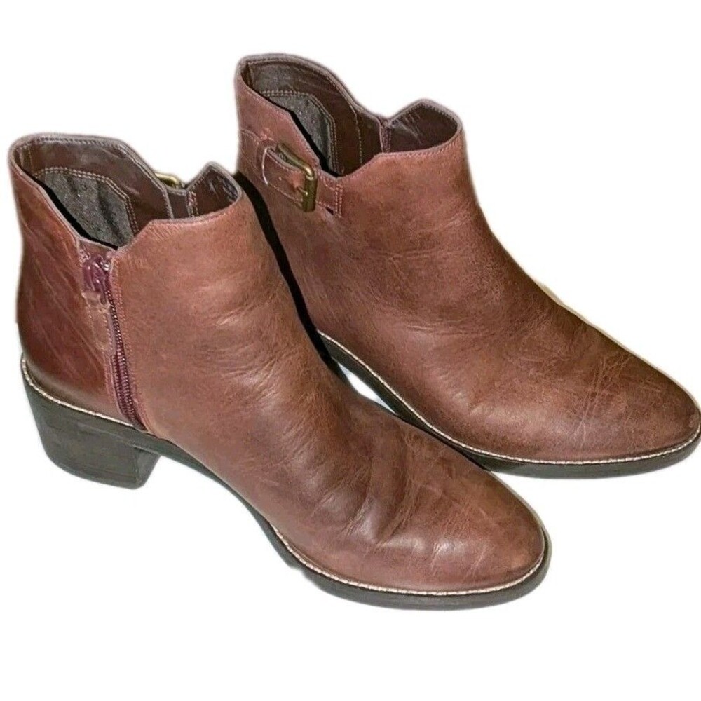 Cole Haan Harrington Grand 360 Buckle Boots Women Sz 8 Brown Leather Ankle Boots